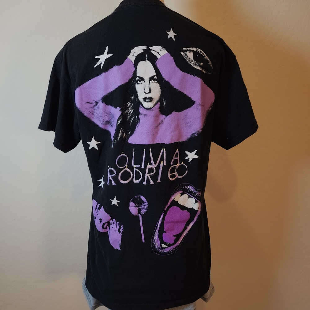 Olivia Rodrigo T Shirt Purple Graphic Black‎ Y2K Pop Star Concert Tee